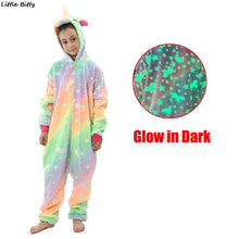 Load image into Gallery viewer, Teens Girls Unicorn Pajamas 4 6 8 10 12 Years Kids Kigurumi Pajamas Glow in the Dark Unicorn Onesie Kigurumi Kids