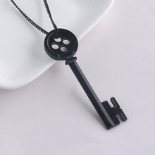 Load image into Gallery viewer, Fashion Personality Halloween Metal Coraline Key Skeleton Props Neil Gaiman Retro Black Treasure Chest Key Necklace
