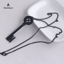 Load image into Gallery viewer, Fashion Personality Halloween Metal Coraline Key Skeleton Props Neil Gaiman Retro Black Treasure Chest Key Necklace
