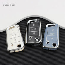 Load image into Gallery viewer, Fashion TPU Car Key Case Full Cover Fob For Golf 7 MK7 Tiguan MK2 For SEAT Ateca Leon FR 2 Ibiza For Skoda Octavia