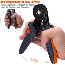Load image into Gallery viewer, Ferrule Crimping Tool Kit, Hexagonal sawtooth Self-adjustable Ratchet Wire Terminals Crimper Kit with Wire Terminals kits
