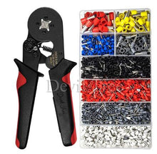 Load image into Gallery viewer, Ferrule Crimping Tool Kit, Hexagonal sawtooth Self-adjustable Ratchet Wire Terminals Crimper Kit with Wire Terminals kits