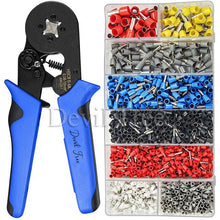 Load image into Gallery viewer, Ferrule Crimping Tool Kit, Hexagonal sawtooth Self-adjustable Ratchet Wire Terminals Crimper Kit with Wire Terminals kits