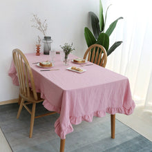 Load image into Gallery viewer, Flounce Stitching Cotton Fabric Table Cloth Washable Tablecloth for Wedding Party Dining Banquet Decoration Luxuriou Table Cover
