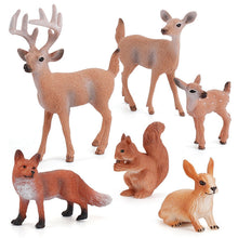 Load image into Gallery viewer, 6pcs/set Forest Animals Figures Wild Mini Animal Simulation Model Toys Deer Fox Rabbit Squirrel Action Figure Figurines Toy for Kid Gift