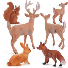 Load image into Gallery viewer, 6pcs/set Forest Animals Figures Wild Mini Animal Simulation Model Toys Deer Fox Rabbit Squirrel Action Figure Figurines Toy for Kid Gift