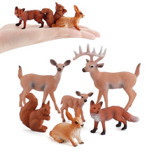 Load image into Gallery viewer, 6pcs/set Forest Animals Figures Wild Mini Animal Simulation Model Toys Deer Fox Rabbit Squirrel Action Figure Figurines Toy for Kid Gift