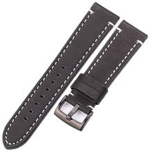 Load image into Gallery viewer, Genuine Leather Watchbands 18mm 20mm 22mm 24mm Black Dark Brown Women Men Watch Band Strap Belt With Buckle