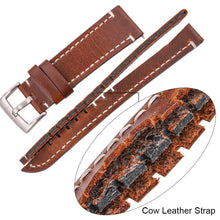 Load image into Gallery viewer, Genuine Leather Watchbands 18mm 20mm 22mm 24mm Black Dark Brown Women Men Watch Band Strap Belt With Buckle