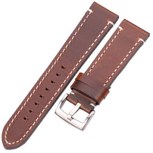 Load image into Gallery viewer, Genuine Leather Watchbands 18mm 20mm 22mm 24mm Black Dark Brown Women Men Watch Band Strap Belt With Buckle