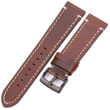 Load image into Gallery viewer, Genuine Leather Watchbands 18mm 20mm 22mm 24mm Black Dark Brown Women Men Watch Band Strap Belt With Buckle