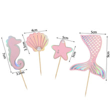 Load image into Gallery viewer, Glitter Mermaid Tail SeahorseStarfish Cake Topper Girl Birthday Party Decoration Mermaid Party Cupcake Supplies Baby Shower Deco