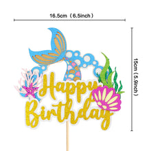 Load image into Gallery viewer, Glitter Mermaid Tail SeahorseStarfish Cake Topper Girl Birthday Party Decoration Mermaid Party Cupcake Supplies Baby Shower Deco