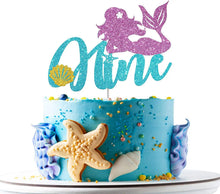 Load image into Gallery viewer, Glitter Mermaid Tail SeahorseStarfish Cake Topper Girl Birthday Party Decoration Mermaid Party Cupcake Supplies Baby Shower Deco