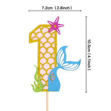 Load image into Gallery viewer, Glitter Mermaid Tail SeahorseStarfish Cake Topper Girl Birthday Party Decoration Mermaid Party Cupcake Supplies Baby Shower Deco