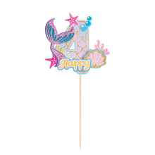 Load image into Gallery viewer, Glitter Mermaid Tail SeahorseStarfish Cake Topper Girl Birthday Party Decoration Mermaid Party Cupcake Supplies Baby Shower Deco