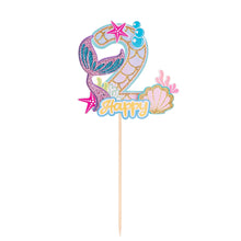 Load image into Gallery viewer, Glitter Mermaid Tail SeahorseStarfish Cake Topper Girl Birthday Party Decoration Mermaid Party Cupcake Supplies Baby Shower Deco