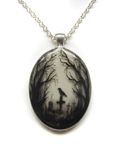 Load image into Gallery viewer, Gothic Crow Forest Charm Necklace Cross Crow Pendant Necklace Mystic Witch Jewelry Gift Accessories Rope Chain Goth Crow Choker