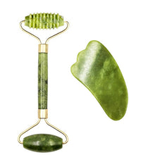 Load image into Gallery viewer, Guasha Natural Stone Massage Face Jade Roller Gua Sha Massage Tool Set for SPA Body visage rouleau de massage rouleau visage