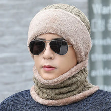 Load image into Gallery viewer, Unisex Plush Fleece Lined Winter Hat Thicken Warm Knitted Suit Set Soft Stretch Winter Hats For Men Women Leisure Beanie Cap
