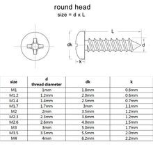 Load image into Gallery viewer, 700/2010pcs M1 M1.2 M1.4 M1.7 M2 M3 M4 Black Steel Mini Micro Cross Phillips Round Pan Head Self Tapping Wood Screw Set Kit Box