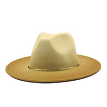 Load image into Gallery viewer, Gradient Large Brim Wool Vintage Felt Fedora Panama Hats Men Women Gentleman Elegant Gradient Rose for Lady Winter Autumn Caps