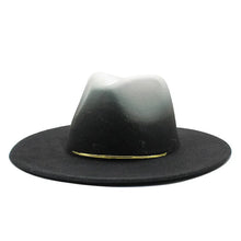 Load image into Gallery viewer, Gradient Large Brim Wool Vintage Felt Fedora Panama Hats Men Women Gentleman Elegant Gradient Rose for Lady Winter Autumn Caps