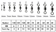 Load image into Gallery viewer, Fishhook Fishing Barrel Bearing Rolling Swivel Solid Ring LB Lures Connector 14 Size Fishing Tackle Accessories Fish Tool 50-100pcs/box
