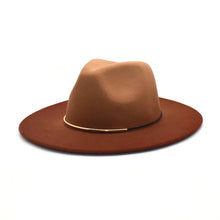 Load image into Gallery viewer, Gradient Large Brim Wool Vintage Felt Fedora Panama Hats Men Women Gentleman Elegant Gradient Rose for Lady Winter Autumn Caps