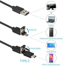 Load image into Gallery viewer, 8mm HD Endoscope Camera Waterproof Micro 8 LED IP67 Endoscope for Cars Industrial Smartphone Mini Camera Endoscope USB Type C