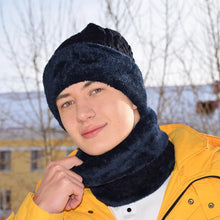 Load image into Gallery viewer, Unisex Plush Fleece Lined Winter Hat Thicken Warm Knitted Suit Set Soft Stretch Winter Hats For Men Women Leisure Beanie Cap