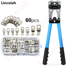 Load image into Gallery viewer, HX-50B Cable Lug Crimping Tool for Heavy Duty Wire Lugs,Battery Terminal,Copper Lugs AWG 8-1/0 with 60pcs Copper Ring Terminals