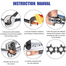 Load image into Gallery viewer, HX-50B Cable Lug Crimping Tool for Heavy Duty Wire Lugs,Battery Terminal,Copper Lugs AWG 8-1/0 with 60pcs Copper Ring Terminals