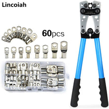 Load image into Gallery viewer, HX-50B Cable Lug Crimping Tool for Heavy Duty Wire Lugs,Battery Terminal,Copper Lugs AWG 8-1/0 with 60pcs Copper Ring Terminals