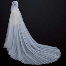 Load image into Gallery viewer, Halloween Costume for Women Hood Tulle Cape Cloak Black White Red Wedding Bridals Floor Length Soft Mesh Cloaks