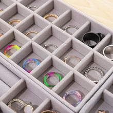 Load image into Gallery viewer, Handmade DIY Jewelry Box Drawer Storage Organizer Gray Soft Velvet Jewellery Earring Necklace Pendant Bracelet Tray 9 Options