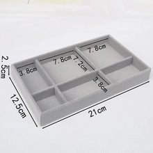 Load image into Gallery viewer, Handmade DIY Jewelry Box Drawer Storage Organizer Gray Soft Velvet Jewellery Earring Necklace Pendant Bracelet Tray 9 Options