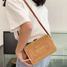 Load image into Gallery viewer, Handwoven Crossbody Bag Adjustable Strap Rattan Women Handbags Large-capacity Portable Durable Storage for Ladies Shopping Trip