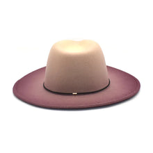 Load image into Gallery viewer, Gradient Large Brim Wool Vintage Felt Fedora Panama Hats Men Women Gentleman Elegant Gradient Rose for Lady Winter Autumn Caps