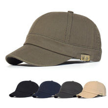 Load image into Gallery viewer, Short Brim Baseball Cap Cotton Men Women Soft Vintage Dad Hat Adjustable Trucker Style Low Profile Caps