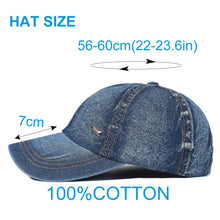Load image into Gallery viewer, Vintage Washed Cotton Baseball Cap Men Women Denim Dad Hat Adjustable Trucker Style Low Profile