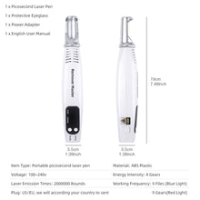 Load image into Gallery viewer, Professional Laser Picosecond Pen Blue&Red Tattoo Remover Laser Pen Freckle Acne Cleaner Mole Dark Spot Pigment Removal Machine
