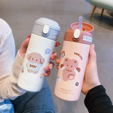 Load image into Gallery viewer, Holaroom Stainless Steel Thermos Vacuum Flask Creative Straw Cup Cute Thermal Insulation Water Bottle Practical Gift About 380ml