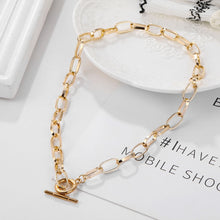 Load image into Gallery viewer, Thick Chain Toggle Clasp Necklaces Mixed Linked Circle Necklaces for Women Minimalist Choker Necklace Hot Jewelry