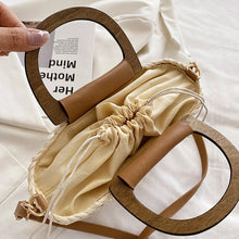 Load image into Gallery viewer, JIOMAY Straw Bags Summer 2023 Women Tote Bags Designer Handbags PurseS Weave Drawstring Closure Wooden Handle Beach Shoulder Bag