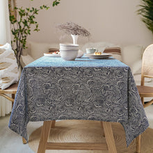 Load image into Gallery viewer, Japanese Style Cotton Linen Tablecloth Washable Rectangular Blue Sea Ripple Home Coffee Dining Table Fireplace Microwave Cover