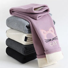 Load image into Gallery viewer, Kids Girls Winter Leggings 2023 Children Plus Velvet Warm Trousers Thick Lamb Fleece trousers Solid Color Baby Pencil Pants