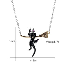 Load image into Gallery viewer, Kiki's Delivery Service Jiji Cat Broom Pendants Fashion Jewelry for Women Black Cat Hanging Wand Necklace Witches Jewelry