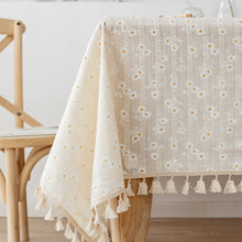 Load image into Gallery viewer, Korean Style Small Daisy Cotton Floral Tablecloth,Tea Table Decoration,Rectangle Table Cover For Kitchen Wedding Dining Room