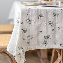 Load image into Gallery viewer, Korean Style Small Daisy Cotton Floral Tablecloth,Tea Table Decoration,Rectangle Table Cover For Kitchen Wedding Dining Room